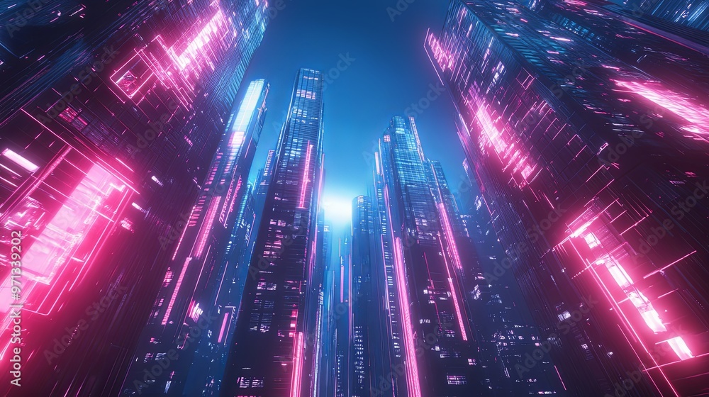 Cyberpunk Cityscape with Glowing Neon Lights Cyberpunk Cityscape with Glowing Neon Lights