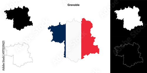 Grenoble arrondissement outline map set