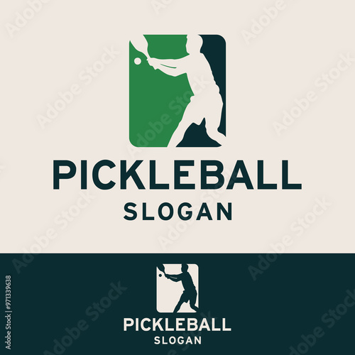 Pickleball Logo Player Retro Minimalist