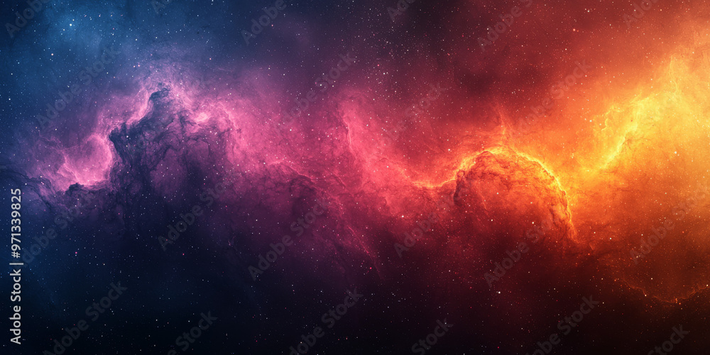Fototapeta premium A vibrant nebula, with swirls of red, orange, pink and blue.