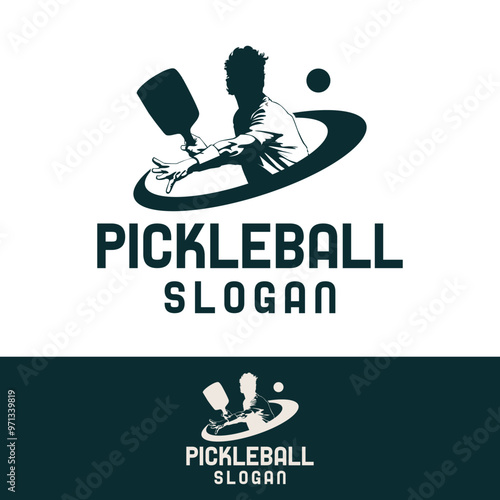 Pickleball Logo Player Retro Minimalist
