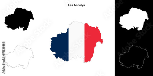 Les Andelys arrondissement outline map set