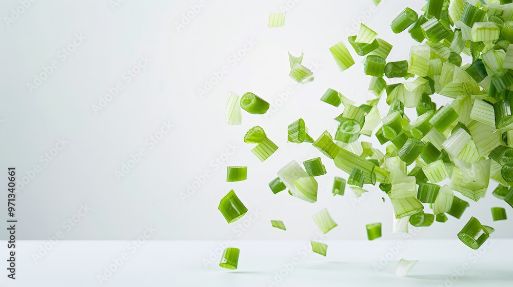 Fototapeta premium chopped green onions isolated on white