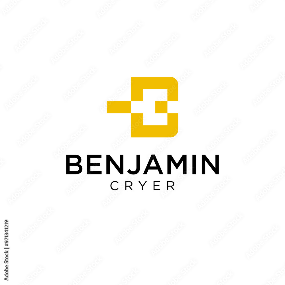 Obraz premium Benjamin Cryer Logo Design with a Modern Pixelated 'B'