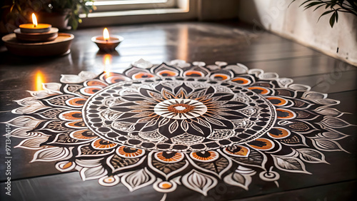 Flat Isolated Rangoli and Leaf Elements Vector Design: Vibrant Cultural Beauty and Natural Harmony on White Background