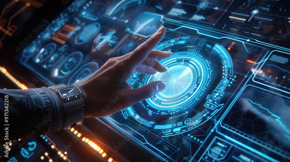 A human touch is interacting with a virtual screen icon. The icon is likely designed with a modern and sleek look. The human hand is reaching out, perhaps to select or manipulate the icon. A human touch is interacting with a virtual screen icon. The icon is likely designed with a modern and sleek look. The human hand is reaching out, perhaps to select or manipulate the icon.