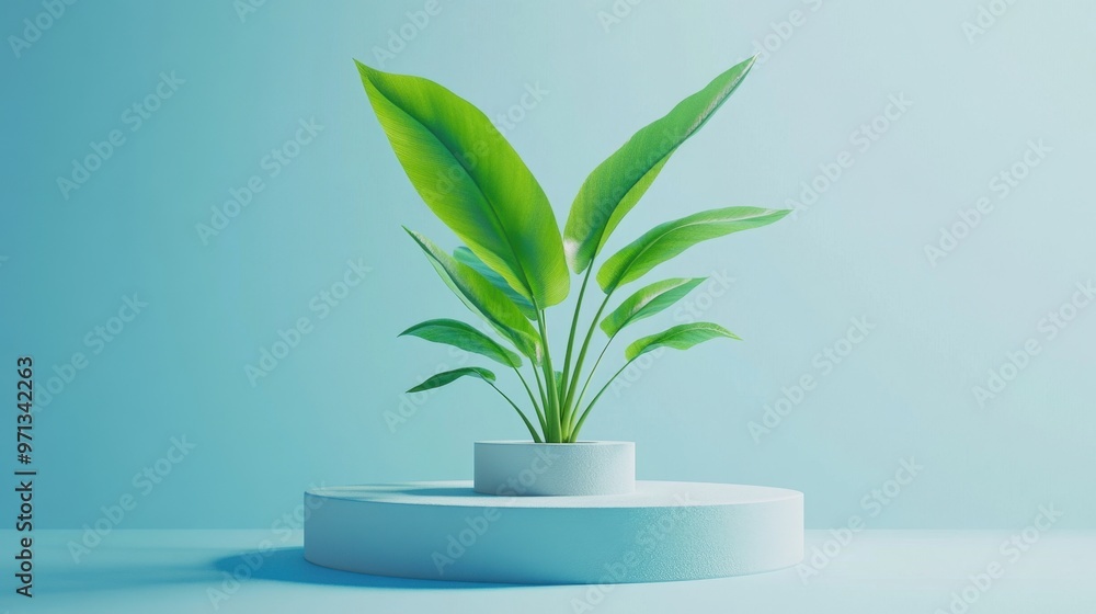 3D-rendered isometric plant with lush green leaves in a minimalist style, adding a touch of nature to a futuristic, geometric environment 3D-rendered isometric plant with lush green leaves in a minimalist style, adding a touch of nature to a futuristic, geometric environment