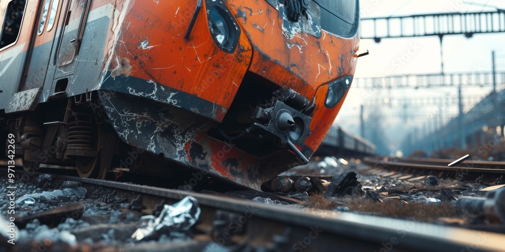Accident on the railway tracks, the train went off the rails, tragedy ...