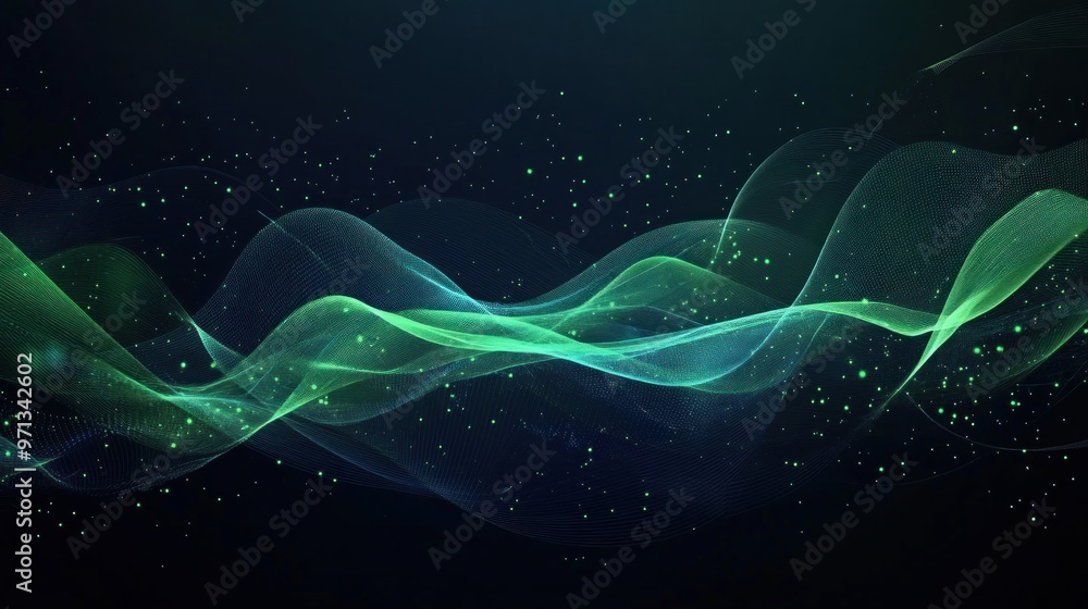 Abstract Green Wave on a Dark Background Abstract Green Wave on a Dark Background
