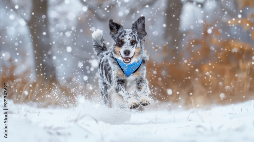 The Happy Dog in Snow The Happy Dog in Snow