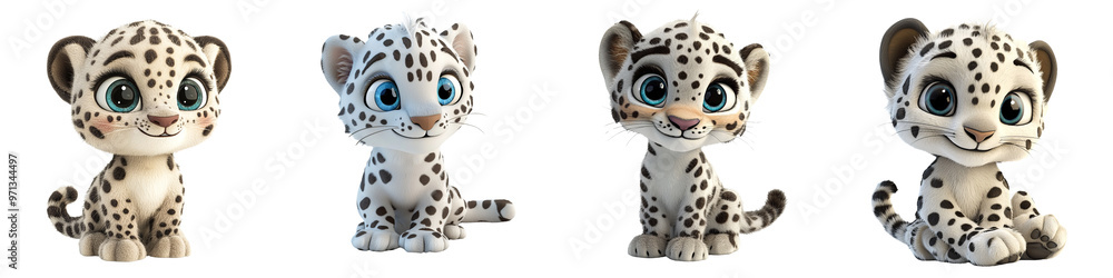 Adorable animated leopard cubs with playful expressions, perfect for children's books or wildlife-themed projects. Adorable animated leopard cubs with playful expressions, perfect for children's books or wildlife-themed projects.