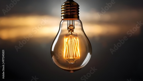 Realistic Light Bulb Representing a Burst of Ideas