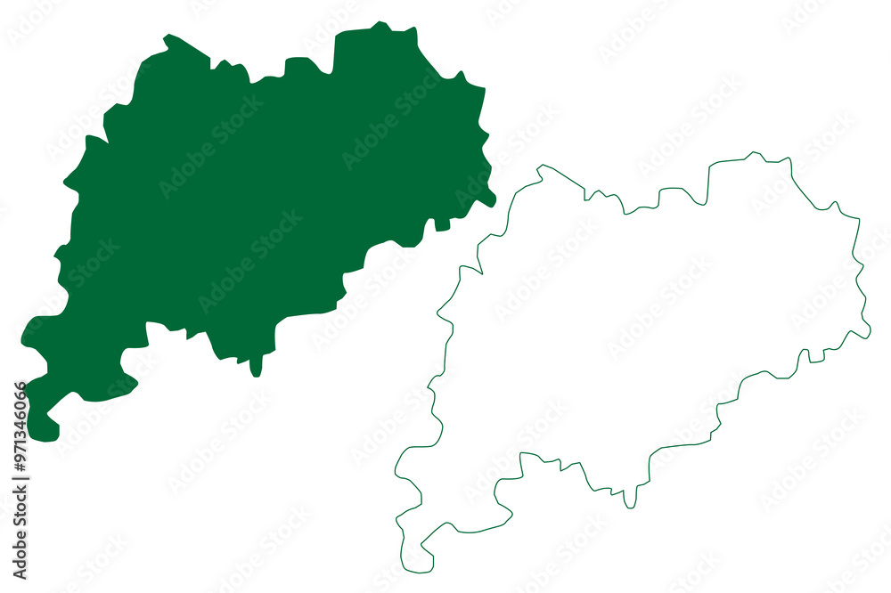 Obraz premium Fatehabad district (Haryana State, Republic of India) map vector illustration, scribble sketch Fatehabad map