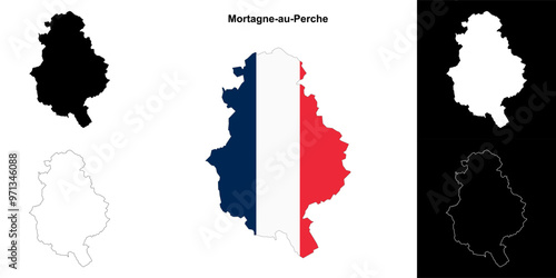 Mortagne-au-Perche arrondissement outline map set photo