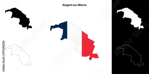 Nogent-sur-Marne arrondissement outline map set photo