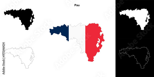 Pau arrondissement outline map set