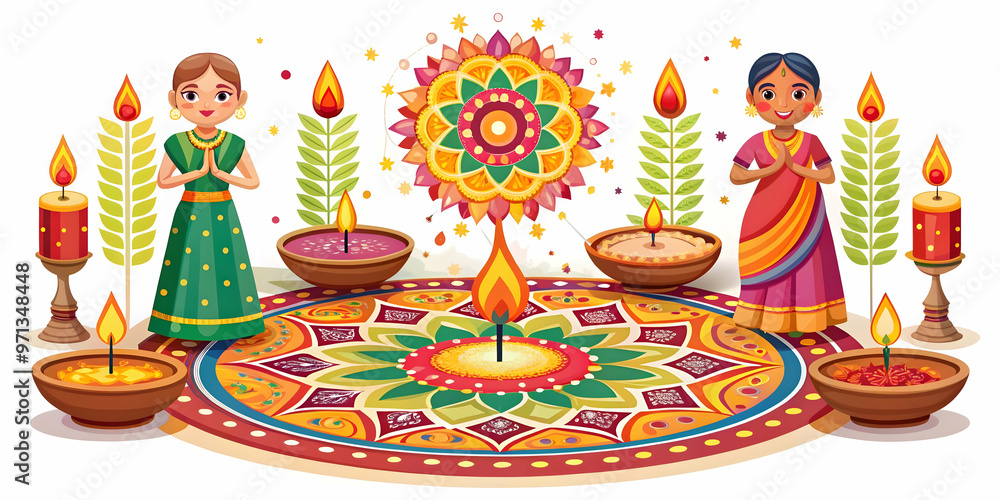 Flat Glossy Background with Festival Offerings: Traditional Sparkler and Rangoli Elements in a Rich, Inviting Atmosphere - Perfect for Celebrations Flat Glossy Background with Festival Offerings: Traditional Sparkler and Rangoli Elements in a Rich, Inviting Atmosphere - Perfect for Celebrations