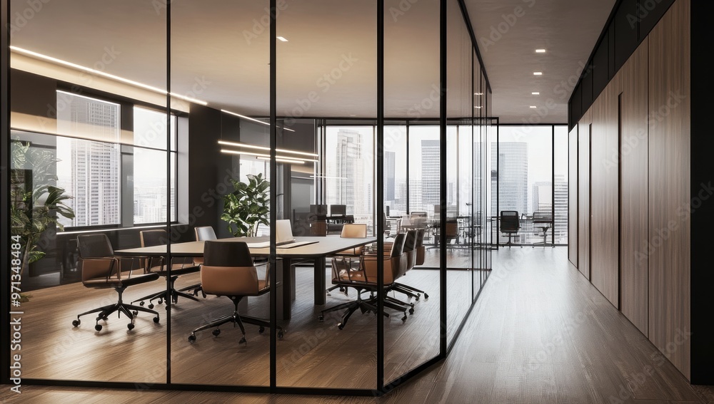 Modern Office Conference Room with City View Modern Office Conference Room with City View
