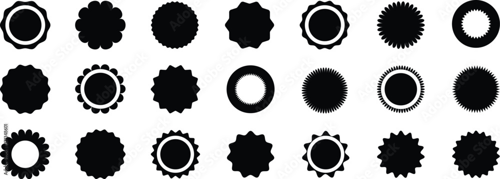 Black starburst and sunburst badge set. Sale sticker, price tag, starburst icon, quality mark, promotional badge, shopping labels. Vector illustration Black starburst and sunburst badge set. Sale sticker, price tag, starburst icon, quality mark, promotional badge, shopping labels. Vector illustration
