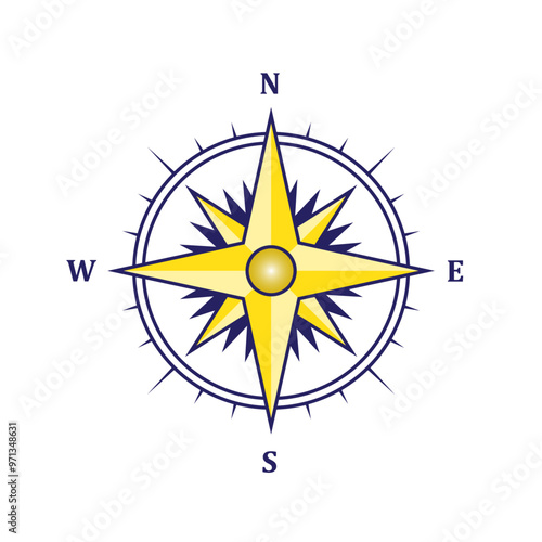 Point of compass cartoon vector illustration icon mascot symbol object. Navigation orienteering equipment tool