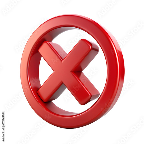 3D red cross X sign  illustration png, error, fail, don't, icon