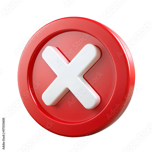 3D red cross X sign  illustration png, error, fail, don't, icon