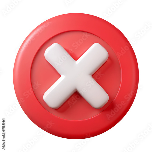 3D red cross X sign  illustration png, error, fail, don't, icon