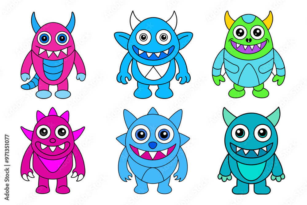 Obraz premium Monster Vector Illustration - Cartoon, Clipart, and Line Art Design for Digital Printing
