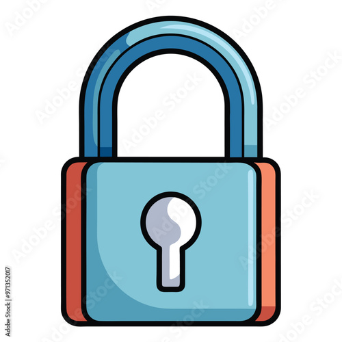 Padlock Icon Vector on White Background Cartoon Style Vector 