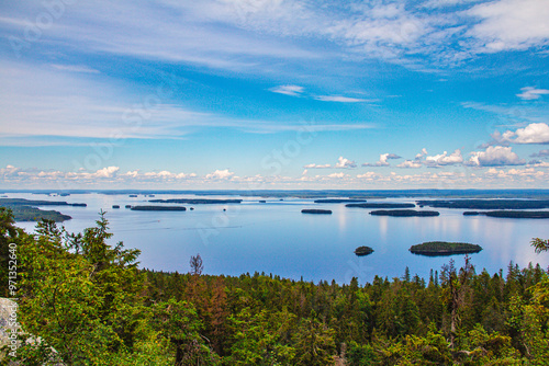 panoramic view from ukko-koli mountain in koli national park looking over lake pielinen.