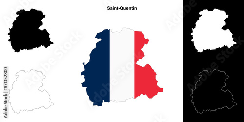 Saint-Quentin arrondissement outline map set