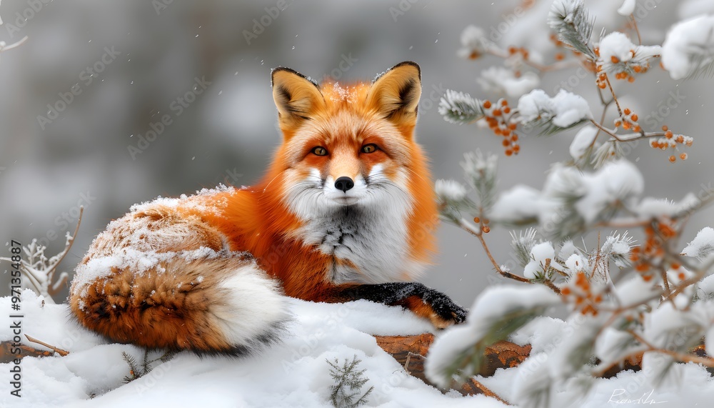 Red fox in snow. Red fox in snow.