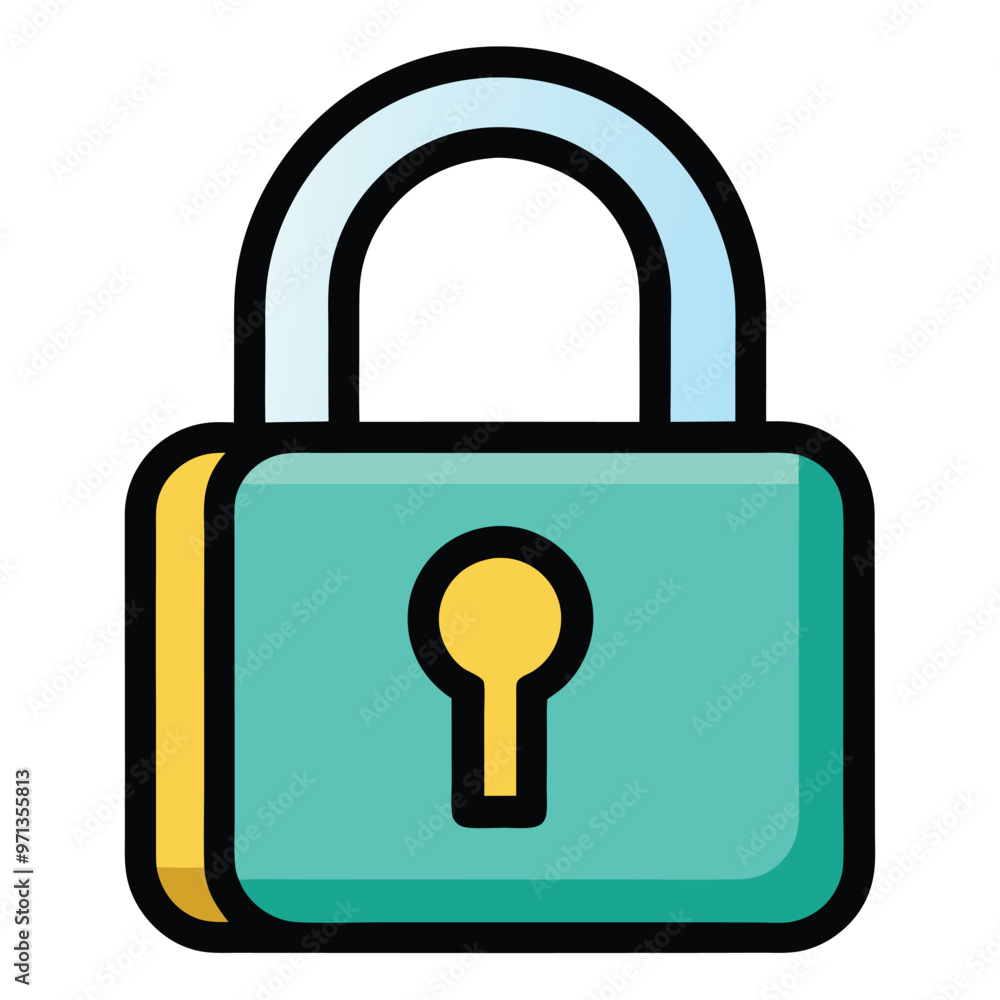 Padlock Icon Vector on White Background Cartoon Style Vector Padlock Icon Vector on White Background Cartoon Style Vector