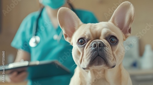 French bulldog at the veterinarian's office