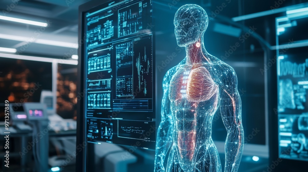 scanning human body by AI robot - generate by AI scanning human body by AI robot - generate by AI