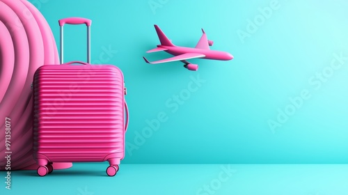 How does the image of the suitcase and airplane inspire ideas for travel accessories designed to make journeys more convenient and enjoyable, photo