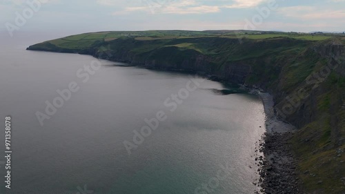 Aerial view of Porth Ceiriad's stunning cliffs on the Llyn Peninsula, North Wales photo