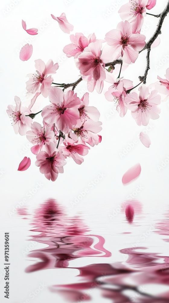 Cherry Blossoms Reflecting in Water. Cherry Blossoms Reflecting in Water.