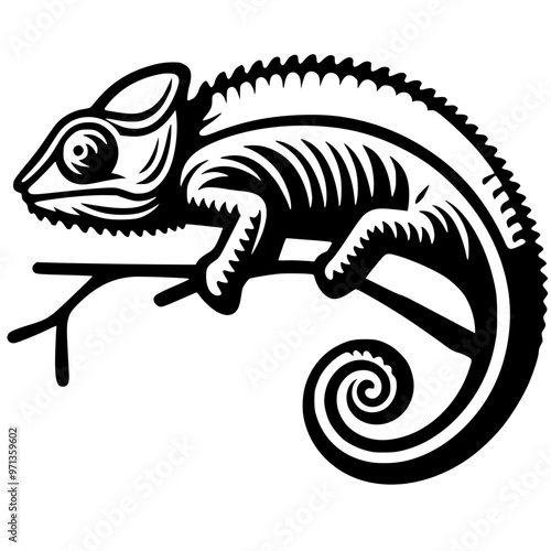 Beautiful chameleon silhouette