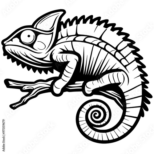 Beautiful chameleon silhouette