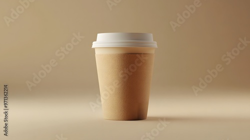 A plain disposable coffee cup on a neutral backdrop.