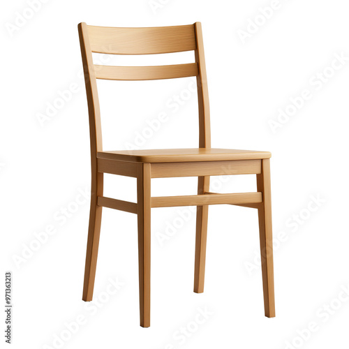 Wallpaper Mural A simple wooden chair with a light brown finish, isolated on a white background. Torontodigital.ca