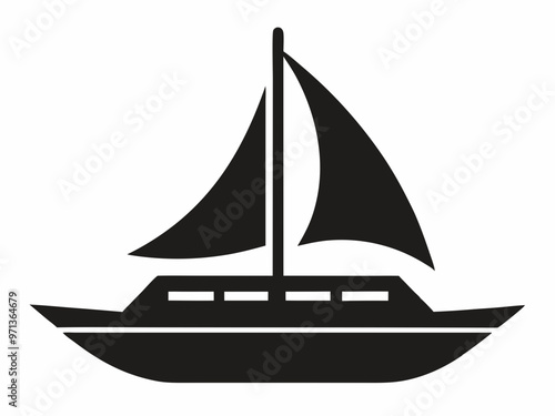 Ship on a white background, boat silhouette icon