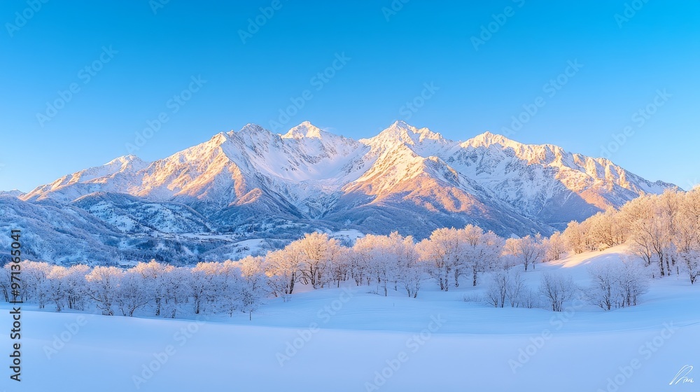 Snow-Covered Mountains Under Clear Blue Sky Snow-Covered Mountains Under Clear Blue Sky