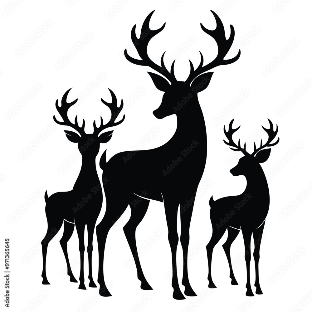 Deer Silhouettes Vector Graphics Collection. Deer Silhouettes Vector Graphics Collection.
