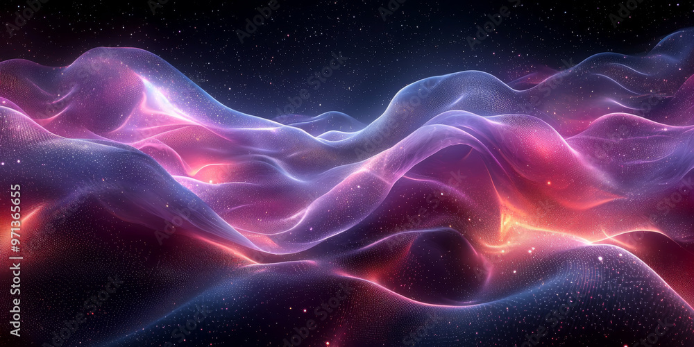 Obraz premium Abstract digital art with glowing, colorful waves.