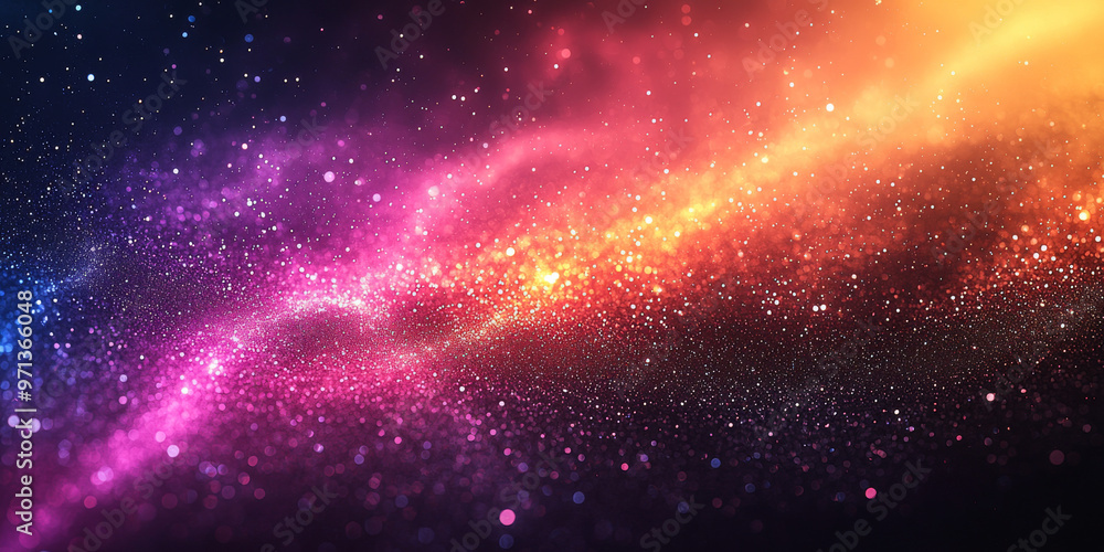 Fototapeta premium A swirling galaxy of pink, orange, and blue glitter.