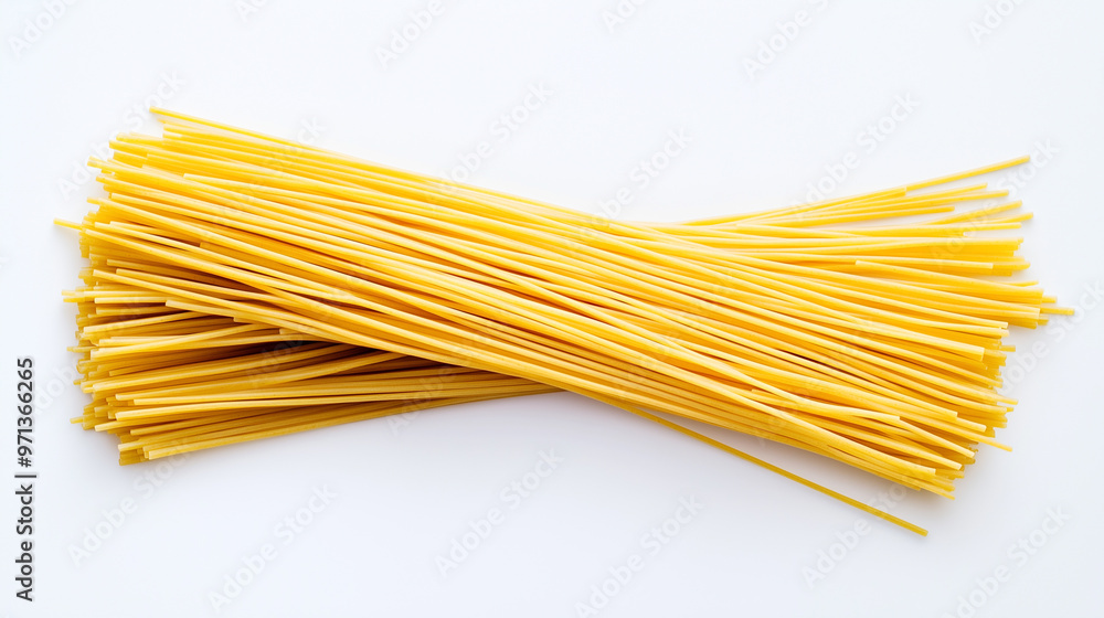 Top View of Boiled Spaghetti on White Background Top View of Boiled Spaghetti on White Background