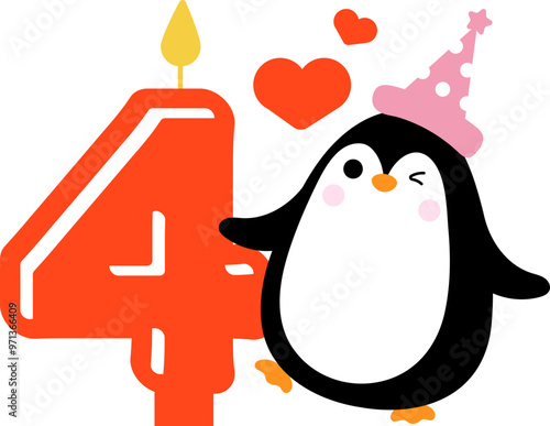 Cute little Penguin and Number