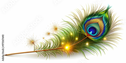 3D Peacock Feather and Sparkler Border Frame Design with Copy Space for Celebratory Messages | Colorful Cultural Beauty and Festive Brightness